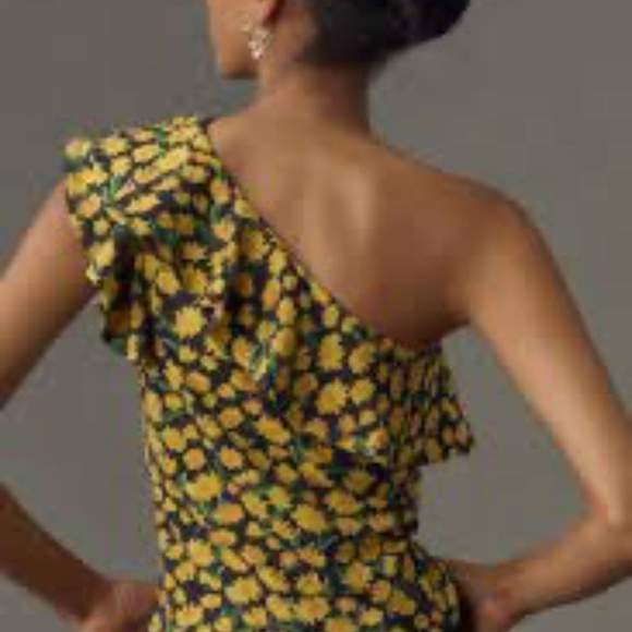 NWT Anthropologie Maeve Floral One-Shoulder Ruffle Top Large - Picture 11 of 14